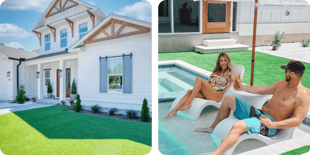Backyard artificial turf installation in Fort Worth, TX