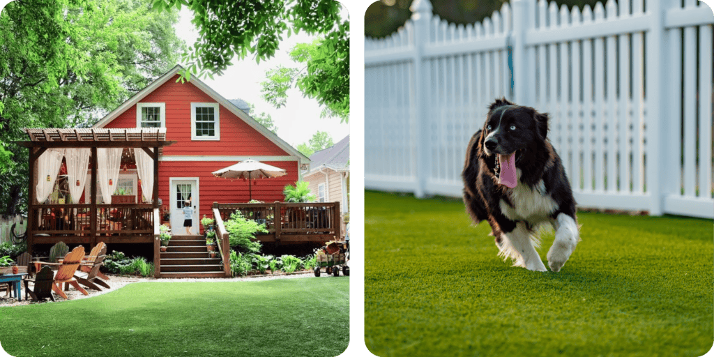 backyard artificial turf installation in Houston, TX