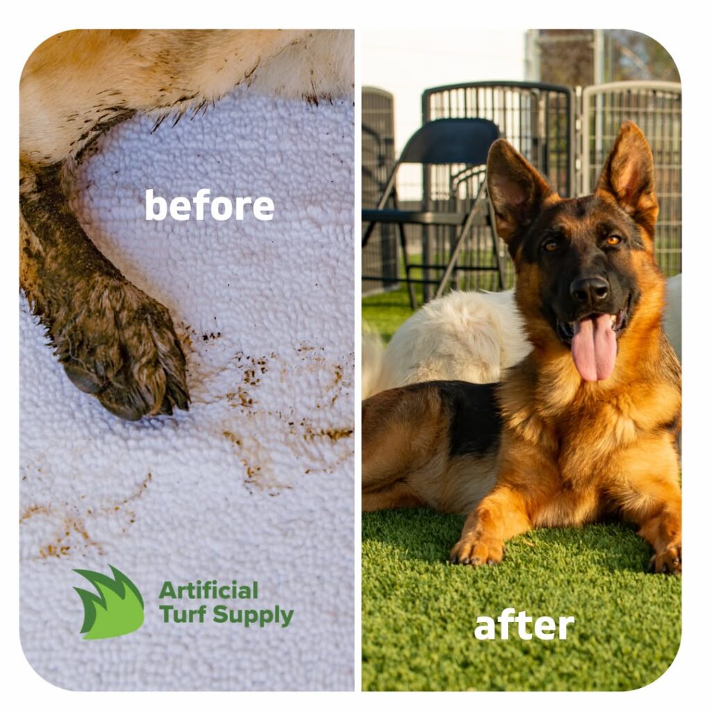 before & after artificial turf installation in Houston, TX