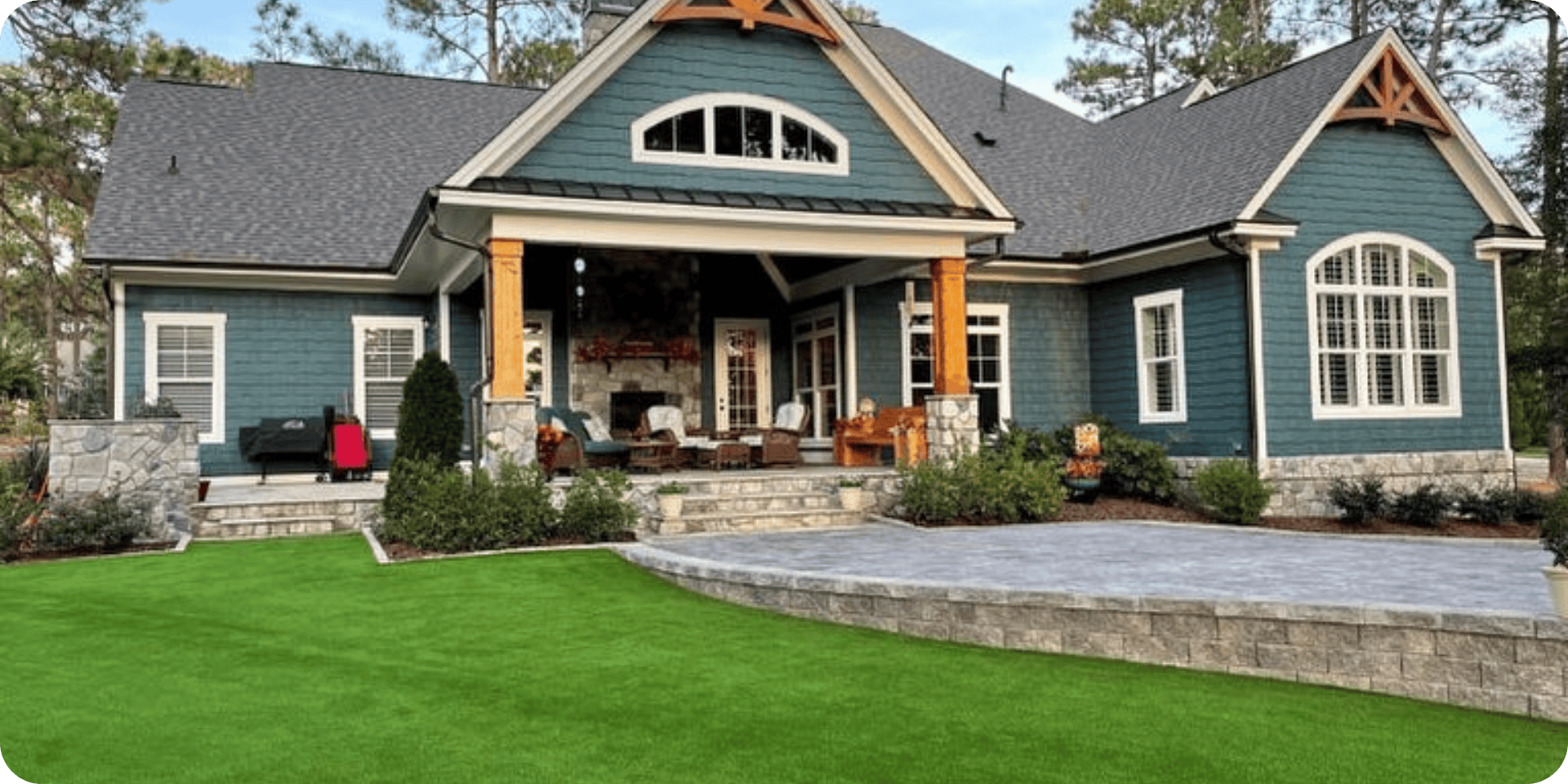 artificial turf in a front lawn - residential landscaping